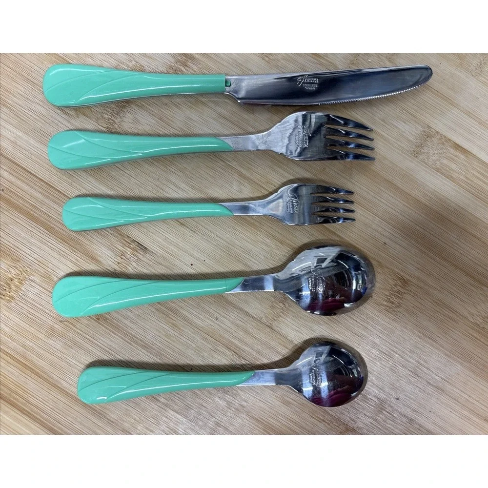 Retired Fiestaware Flatware - Swirl Pattern Mint Green - 5-Piece Place Setting